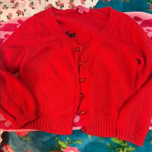 Betsey Johnson Red Marilyn Monroe intarsia cardigan - Picture 4 of 5